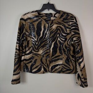 Selene Sport Women's Size 12 Animal Print Evening Jacket Button Faux Skin Exotic